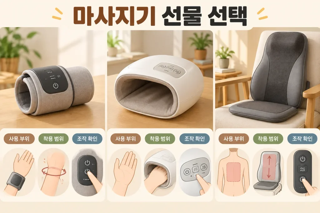 마사지기 선물 추천, 손·손목·등허리용을 사용 부위와 조작 방식으로 비교