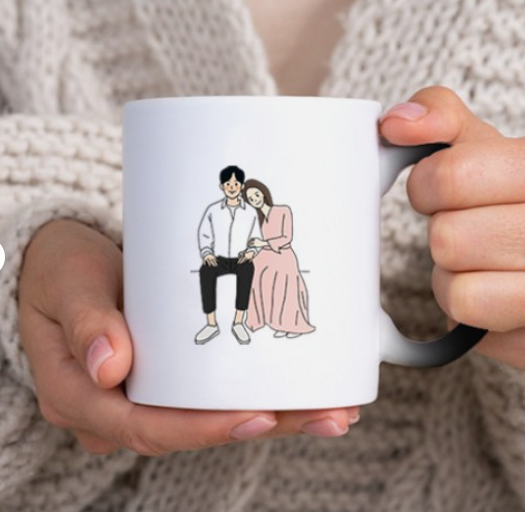 변색매직머그컵 포토 결혼 기념일 남자 여자친구 부모님 생일 디자인머그컵A (연인) 선물