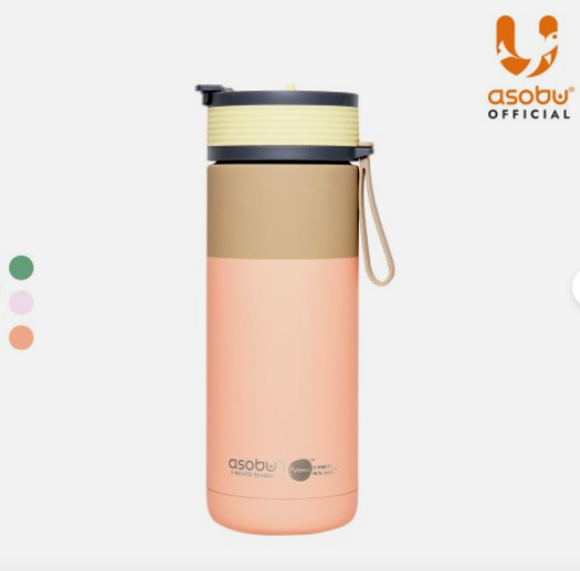 아소부 스테인레스 보온보냉 빨대 세라믹 텀블러 퓨라믹 아스펜 600ml, 파스텔피치